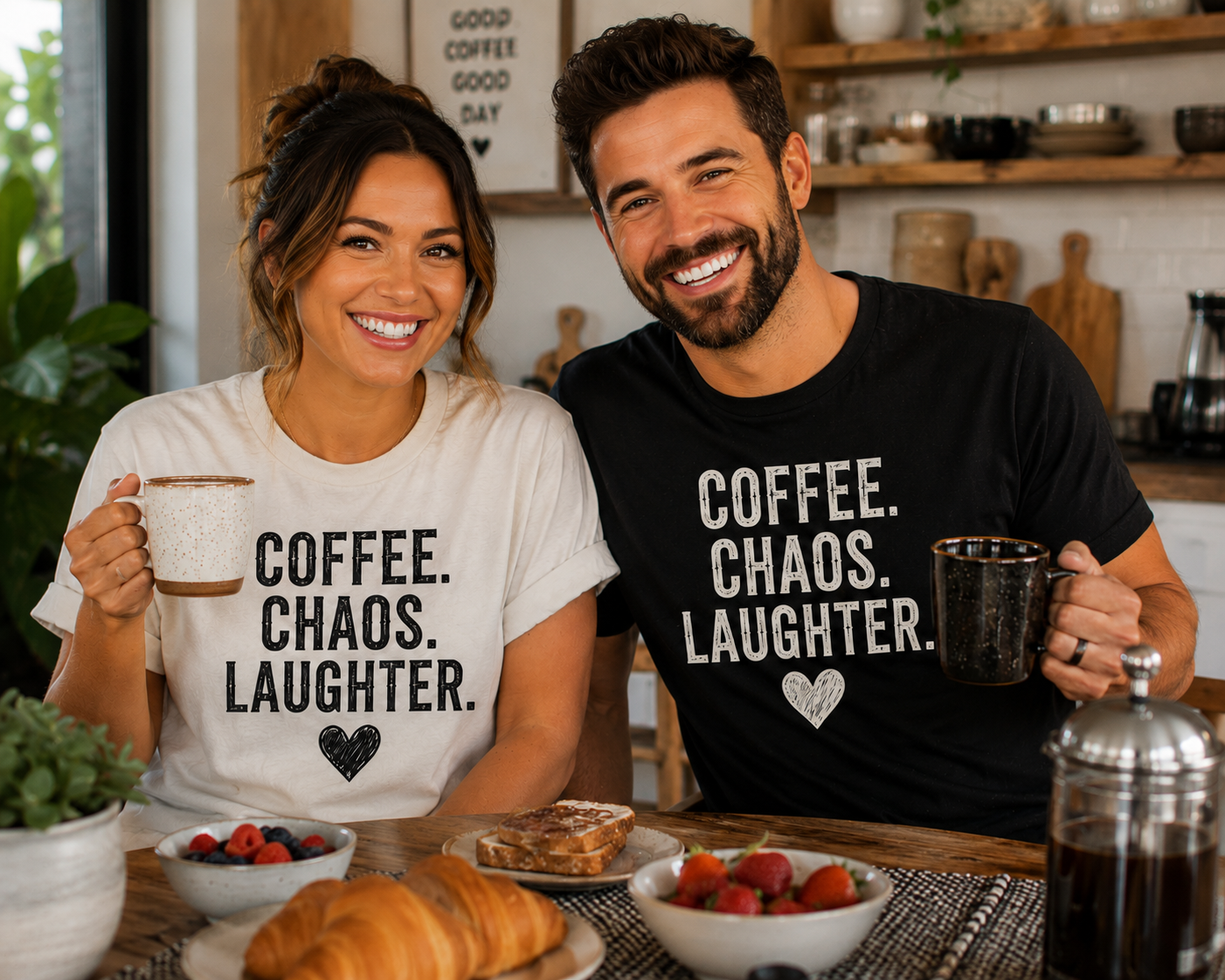 Coffee. Chaos. Laughter. Funny Coffee T-Shirt