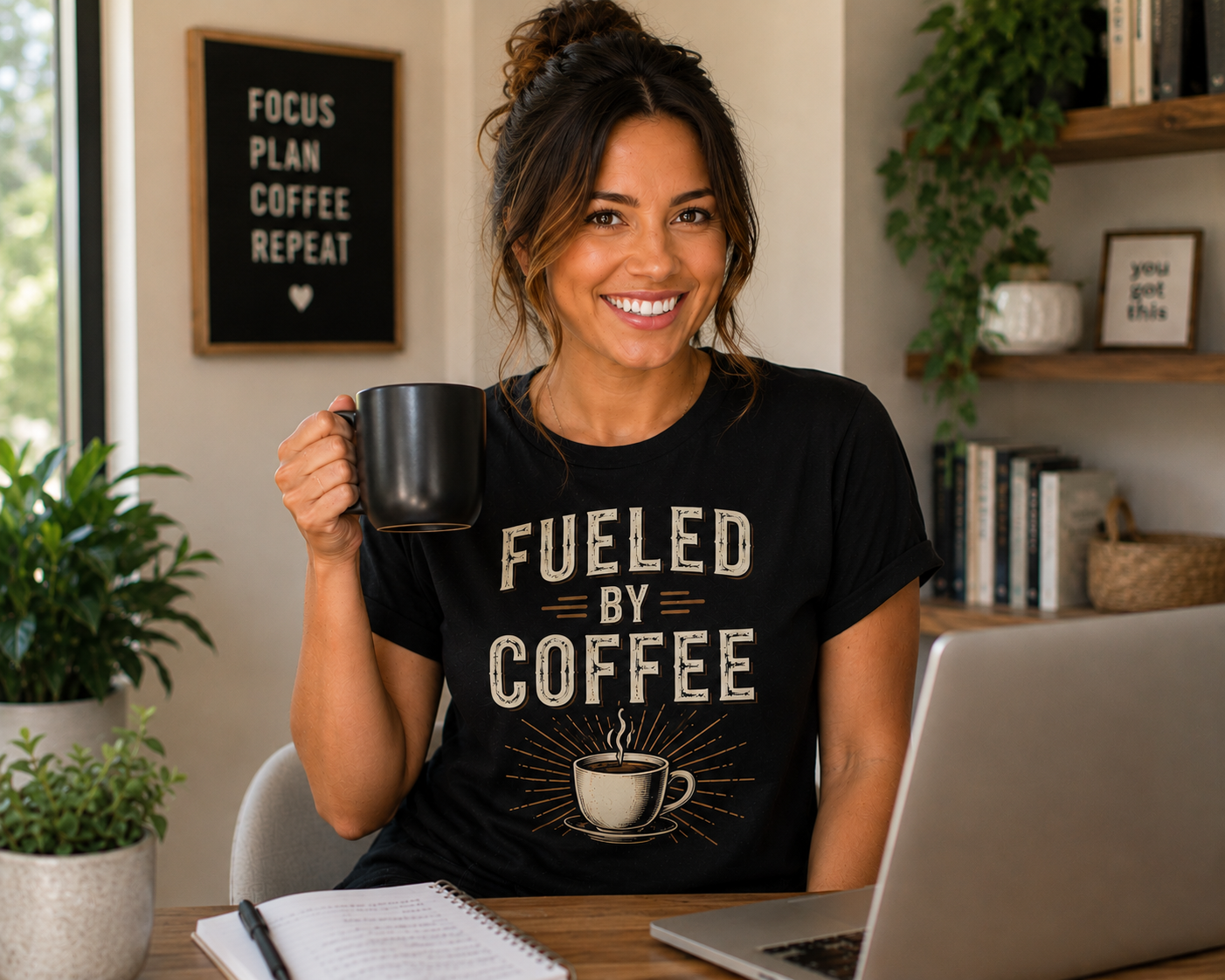 Fueled By Coffee Funny Coffee T-Shirt